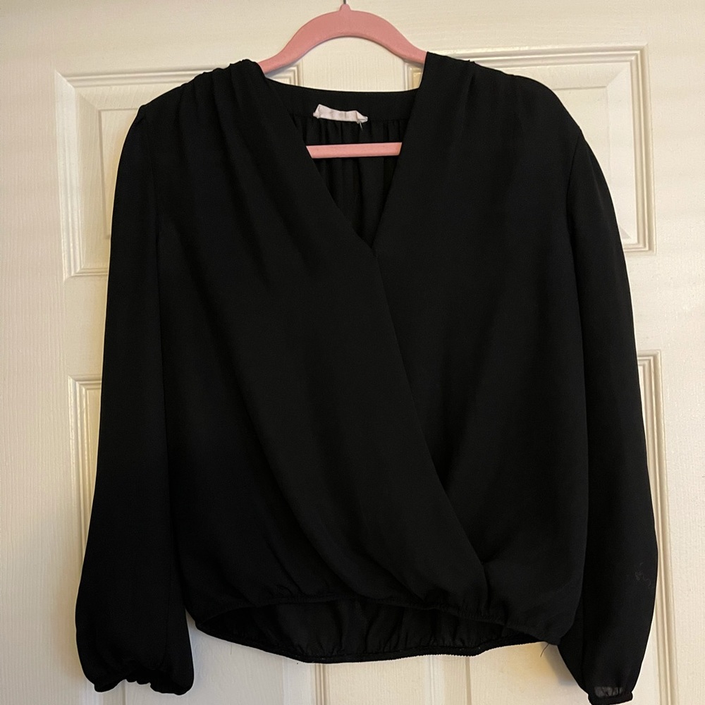 Elodie Black Chiffon Wrap Top